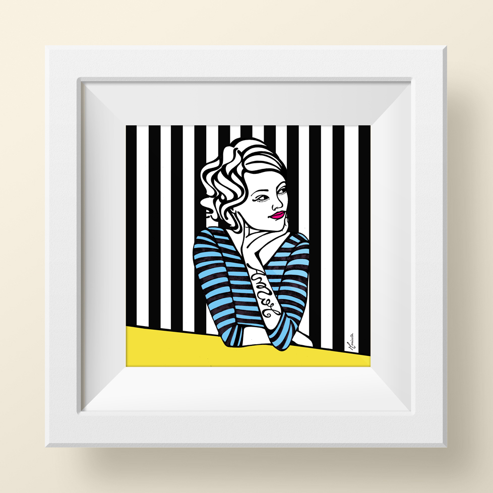 bonequinhadeluxo popart lollipop pinturadigital DigitalIllustration Maricota breakfastattiffanys pirulito stripes listras Marilyn Monroe