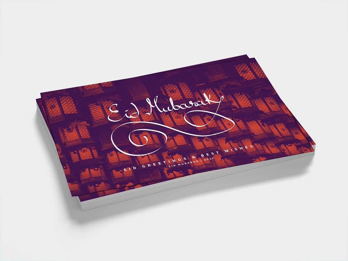Eid greeting card typography   graphic design  Duotone Eastern design