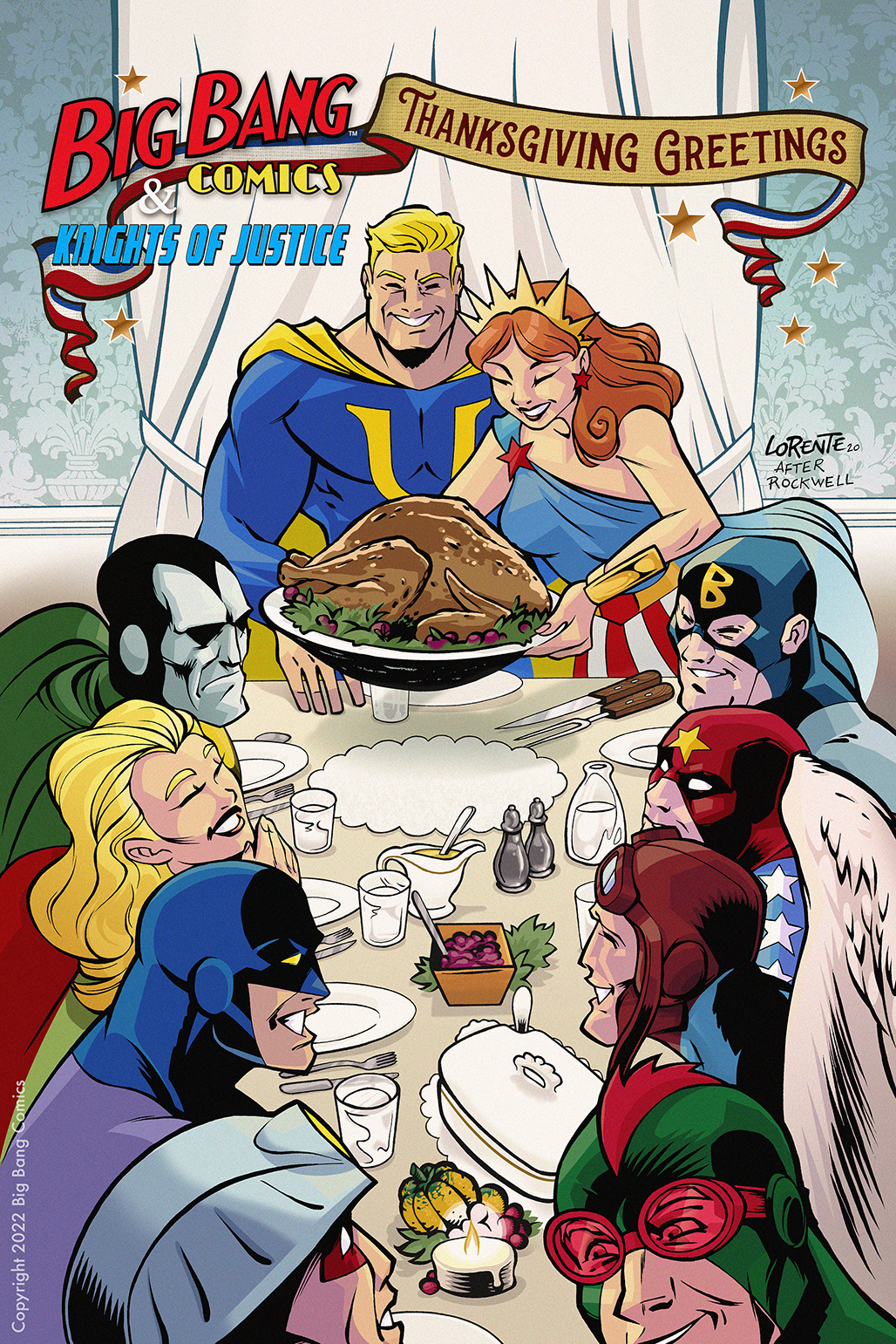 cover ilustration pinup superheroes thanksgiving Turkey