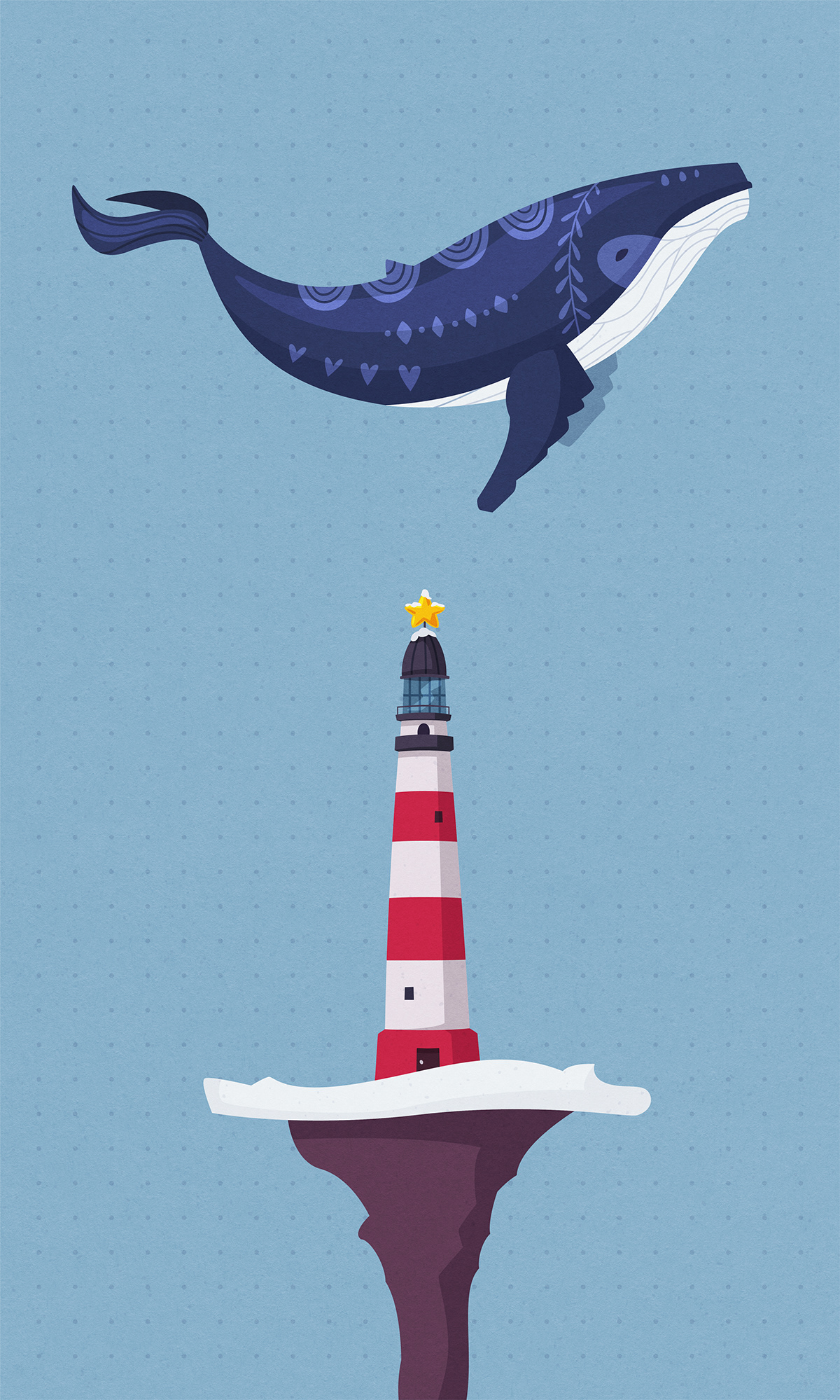 Whale sea Christmas winter lighthouse underwater snow holidays