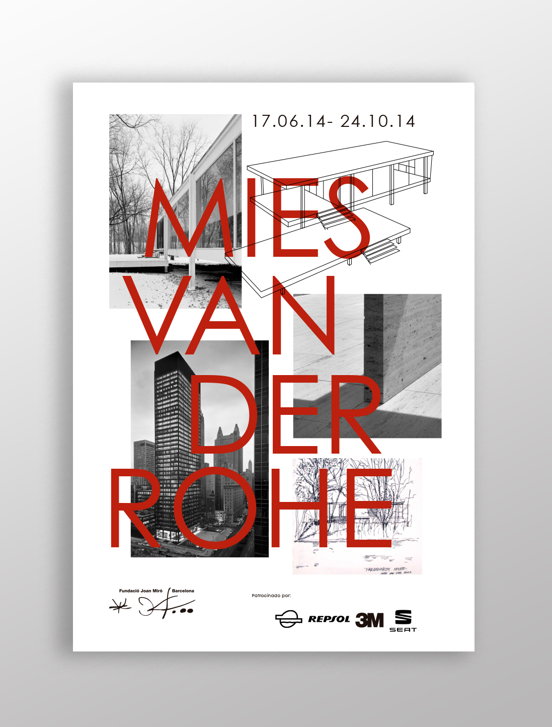 catalog book editorial cover museum red Mies Van Der Rohe