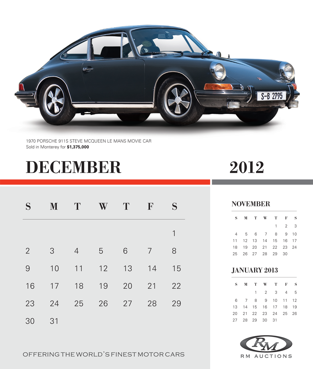 calendar print automobile