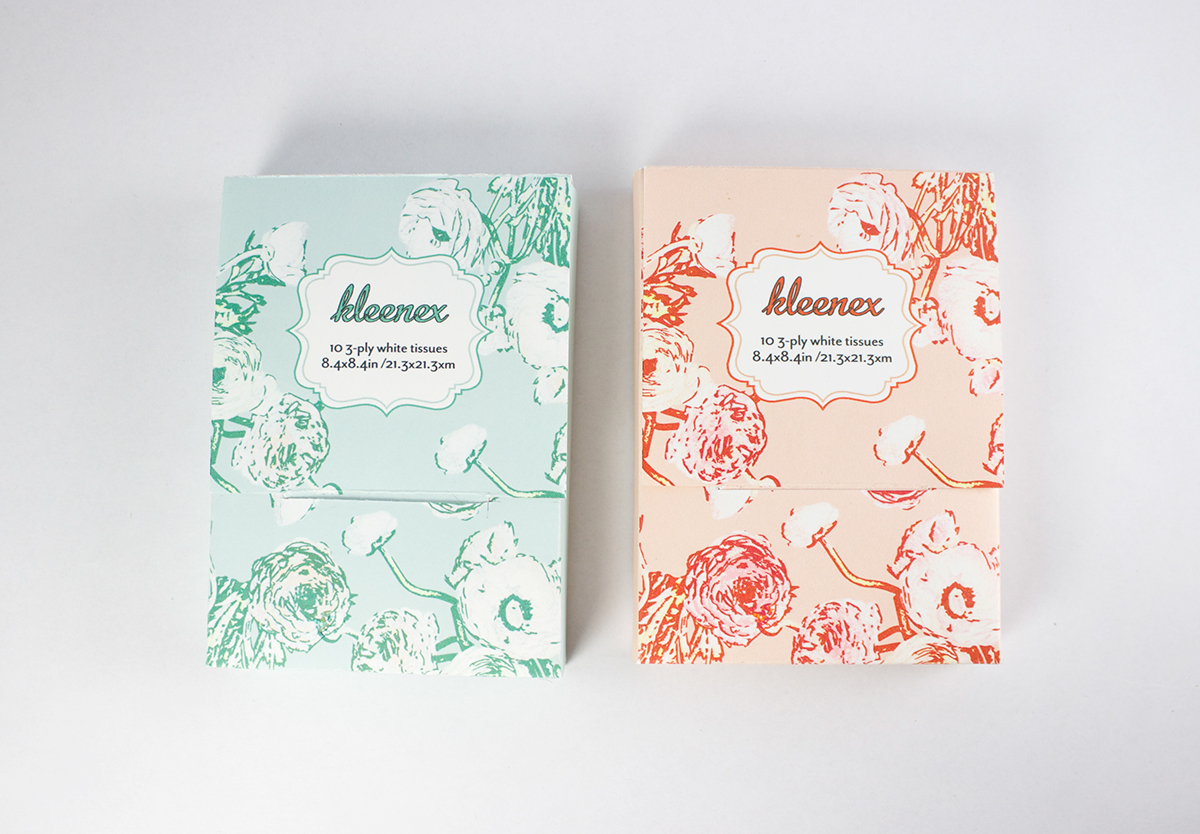 tissues tissue packaging floral print kleenex Tissue Box