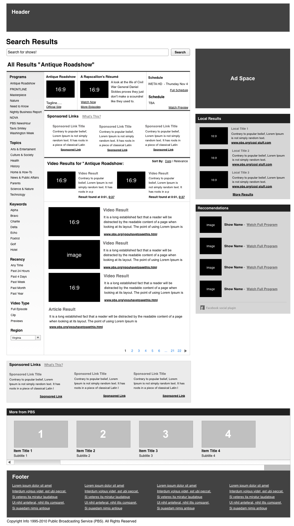 Adobe Portfolio search facets