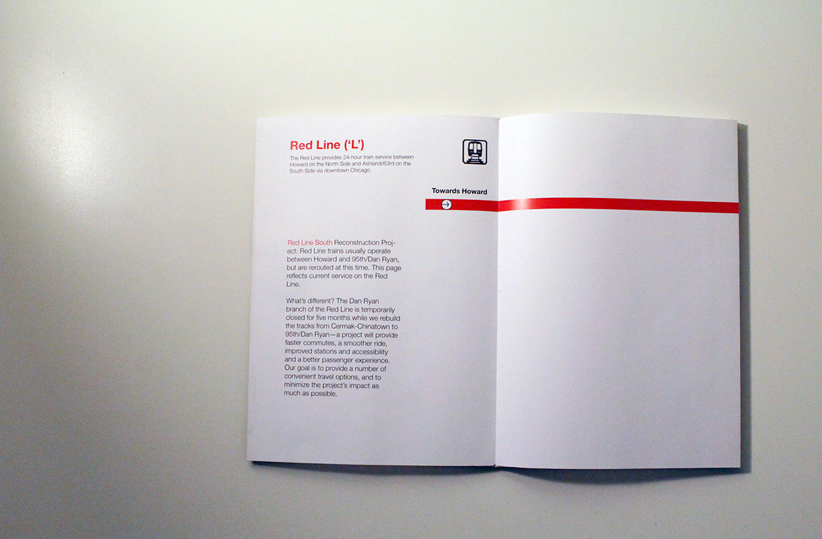 CTA red line subway train brochure pamphlet Booklet design accordian fold information Guide chicago SAIC