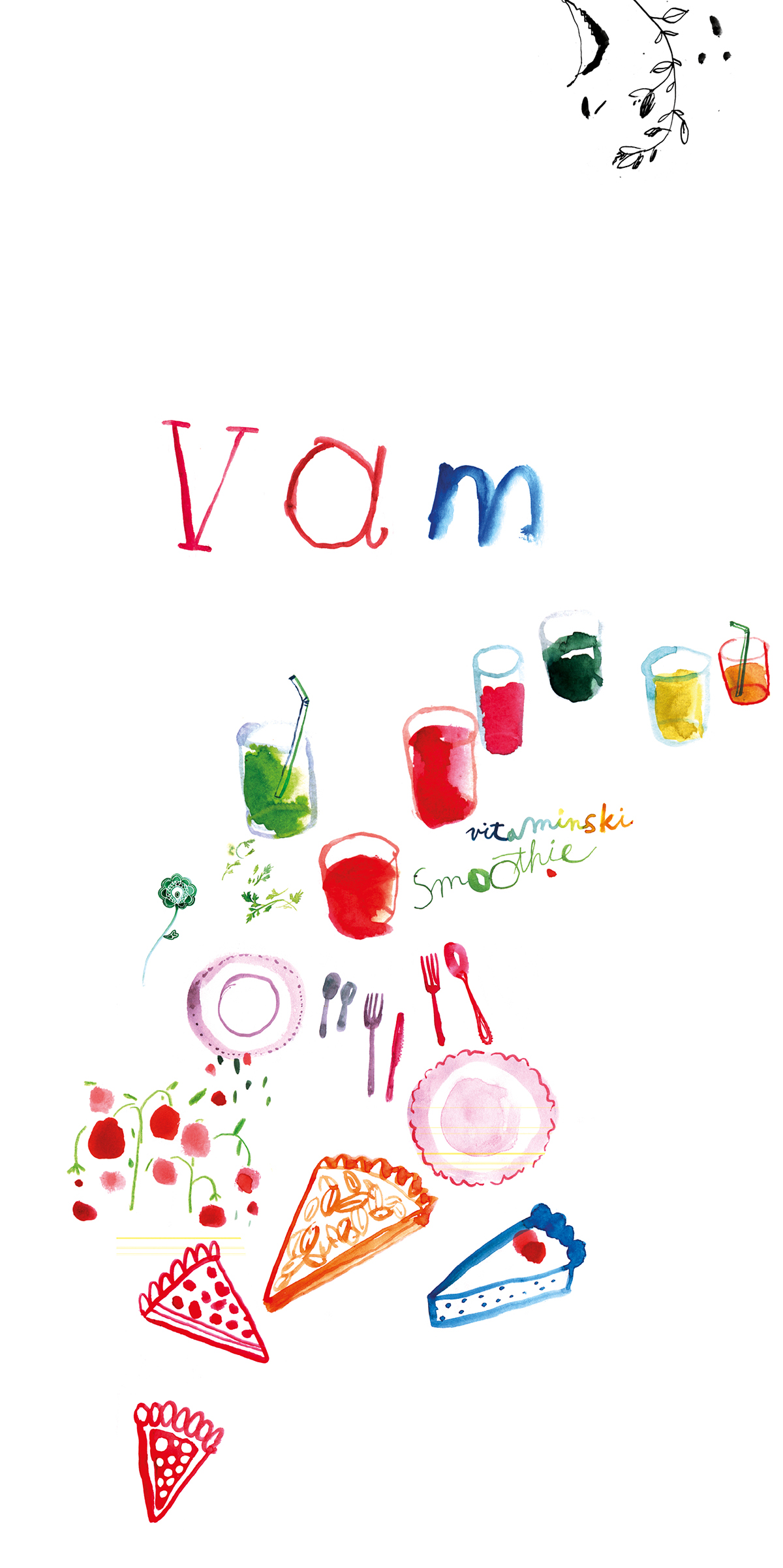 watercolors poster Food  food art