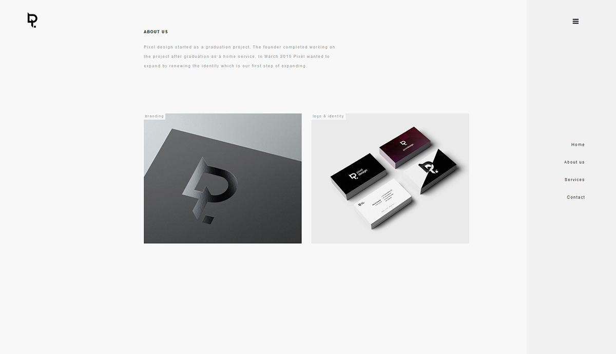 pixel design landing page business card square minimalist clean simplicity Stationery