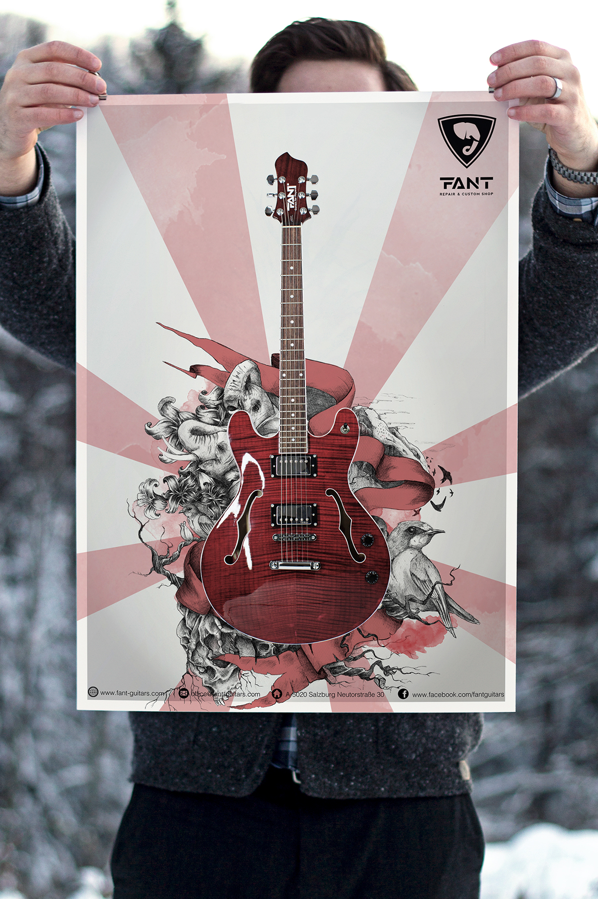 poster campaign Fant Guitars elephant guitar