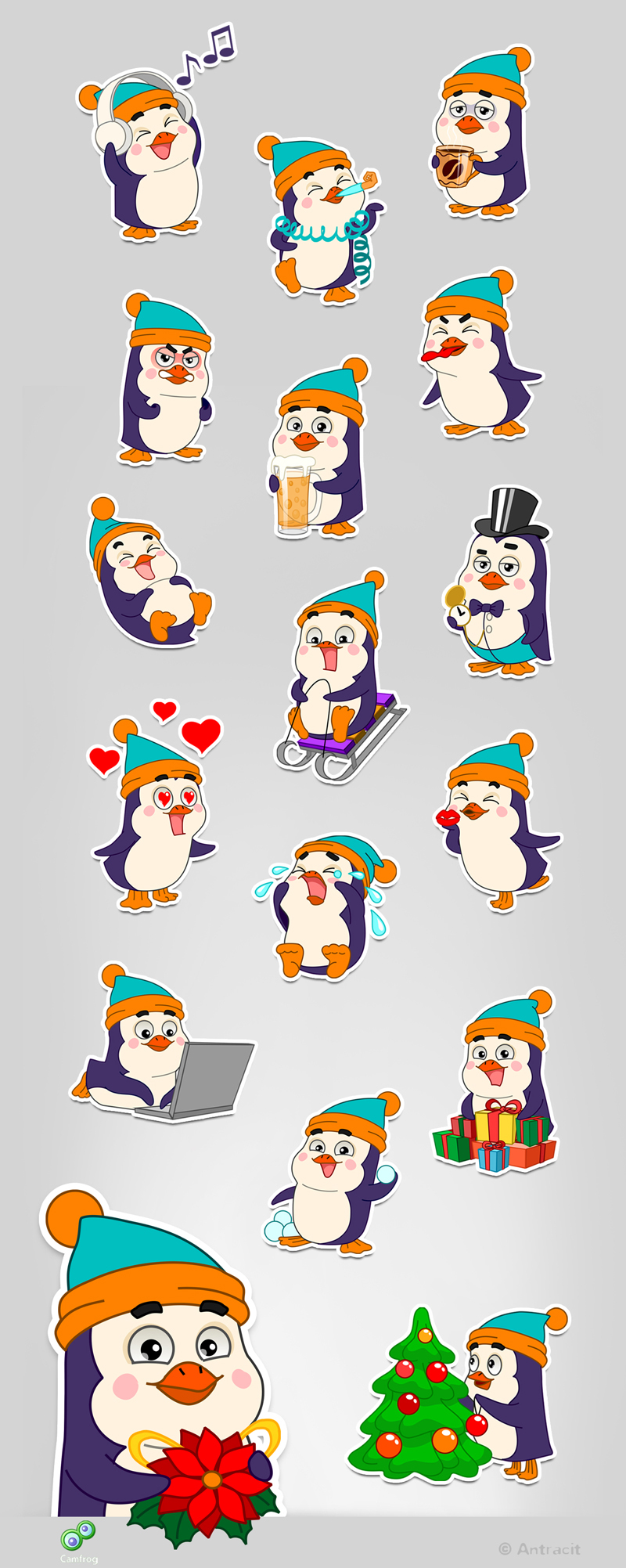 snowman reindeer santa claus penguin new year Christmas Coffee Sadness emotions joy fear christmas Tree sleigh