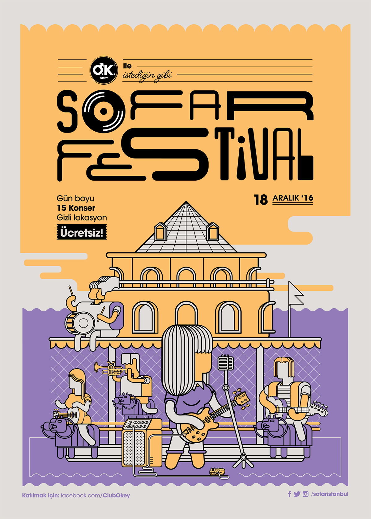 sofar festival sofar istanbul Music Festival typography   gig poster concert carousel musician galata tower