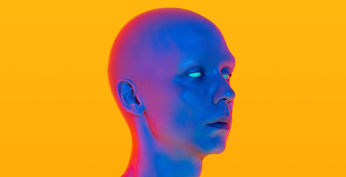 Cyborg neon acid future Cyberpunk Liquid Magic   humanoid bright face