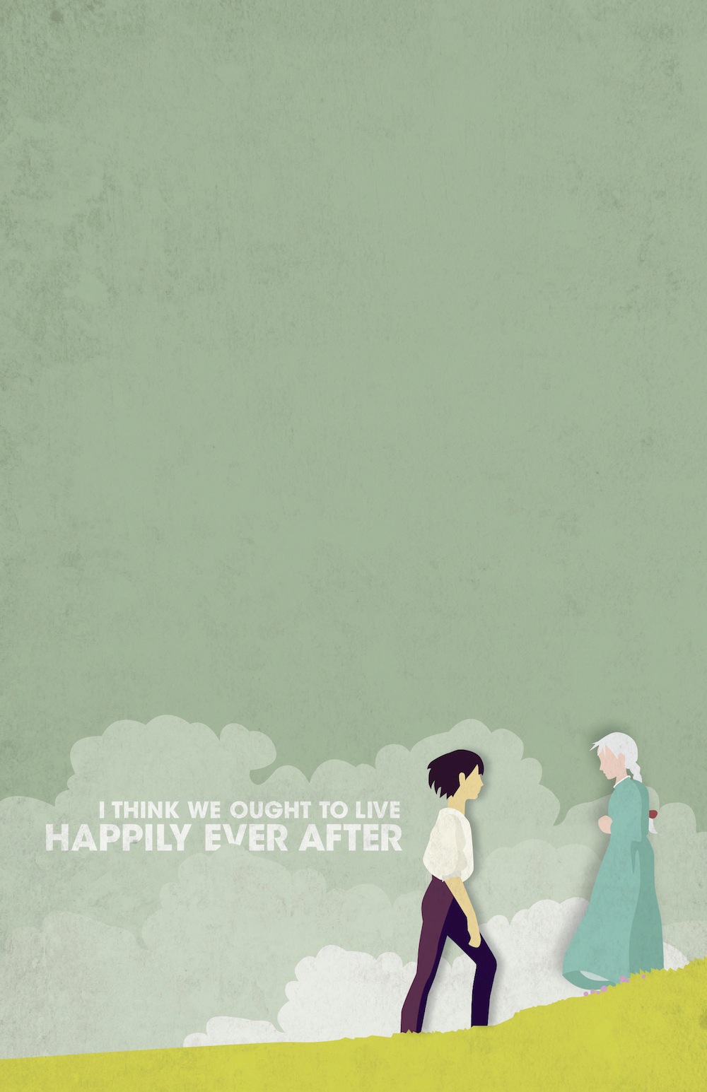 minimalist poster Casey Webb Moving Castle Minimalism grunge experimental howl's Sophie Hatter Studio Ghibli Hayao Miyazaki animated anime