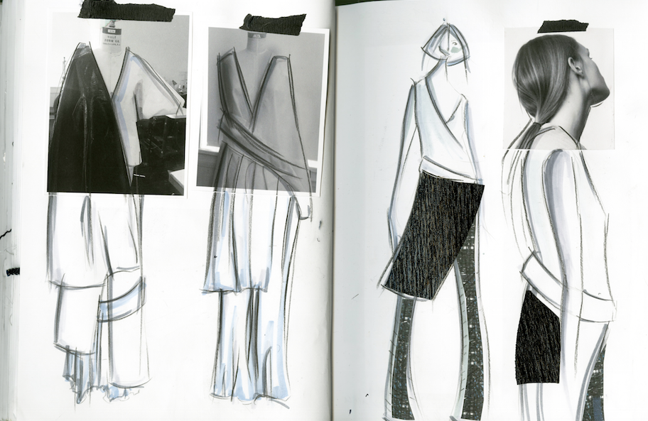 fashion sketching Process Book fashion illustration collage concept development