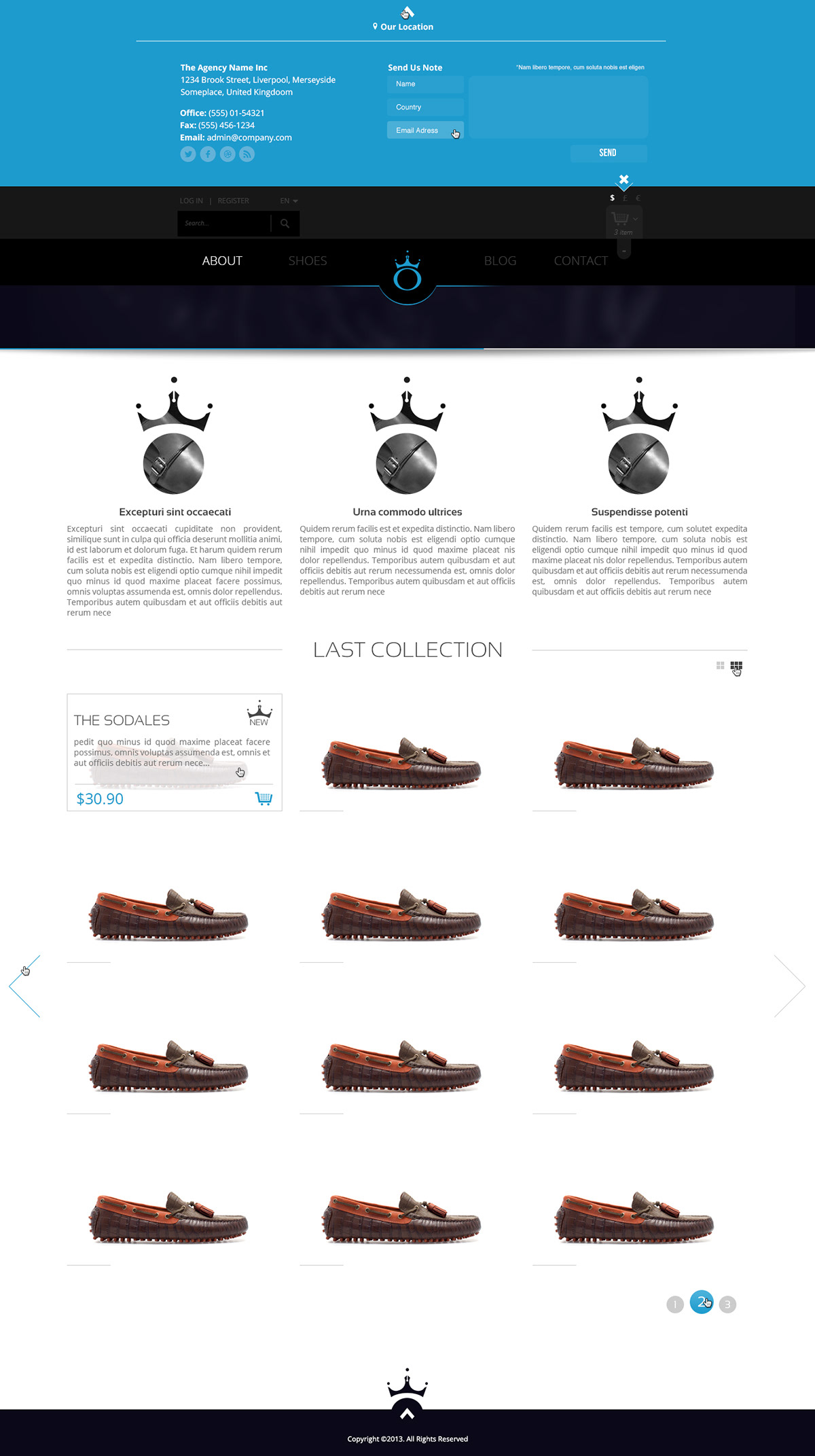 e-commerce psd Website free template Theme commercial buy blue clean modern