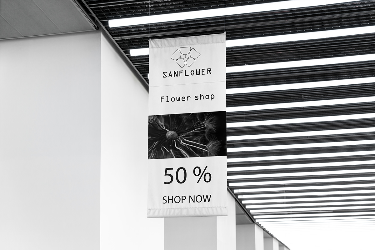 Advertising Campaign black brand design Flower Shop Flowers Logotype White