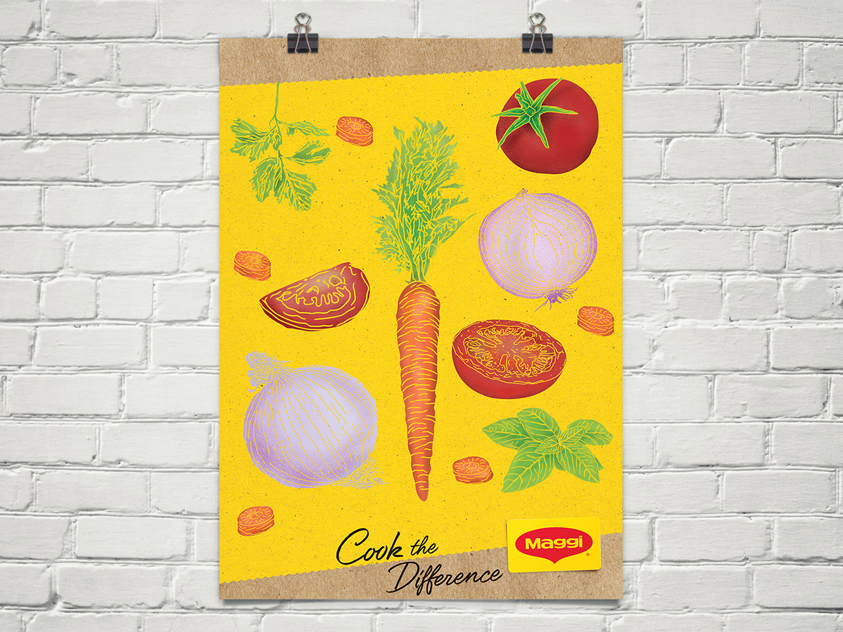 ILLUSTRATION  colors ingredients handmade feel cooking kitchen Maggi nestle talenthouse