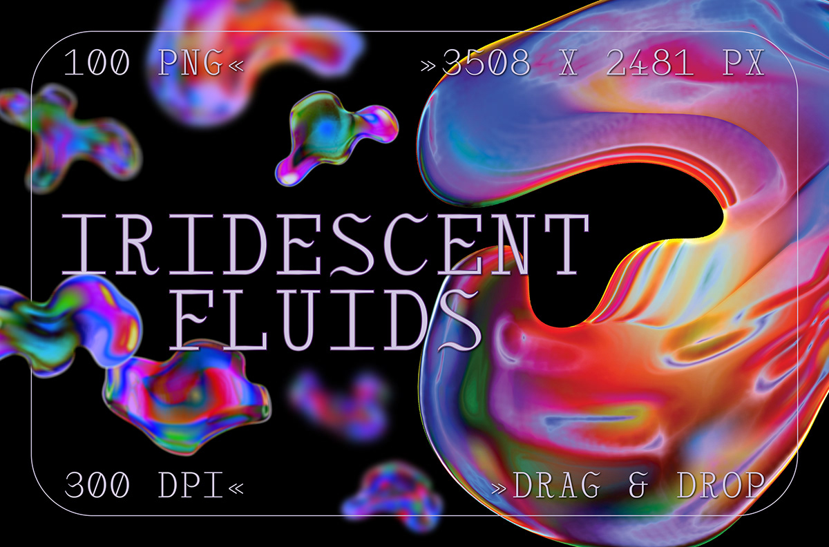 iridescent fluid gradient abstract modern holographic Scifi Illustrator png future