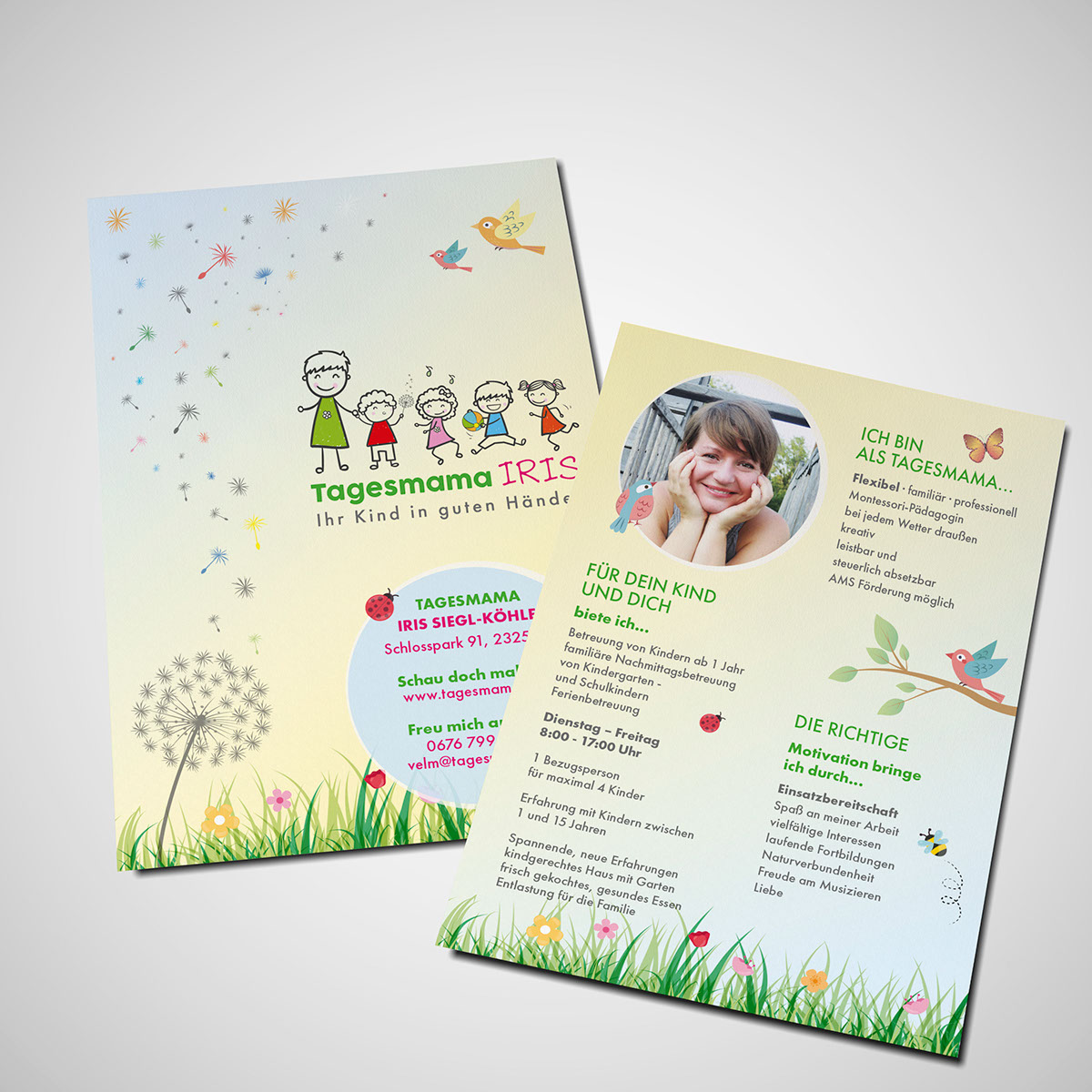 babysitter Tagesmutter tagesmama graphic design  flyer business card logo graphic project ILLUSTRATION  branding 