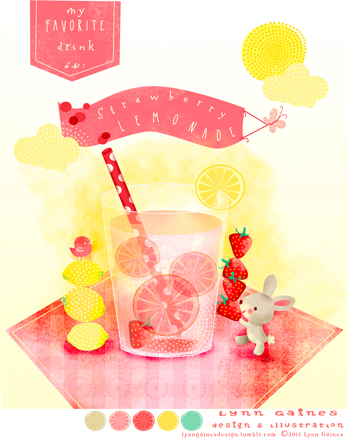 strawberries bunny lemonade lemons