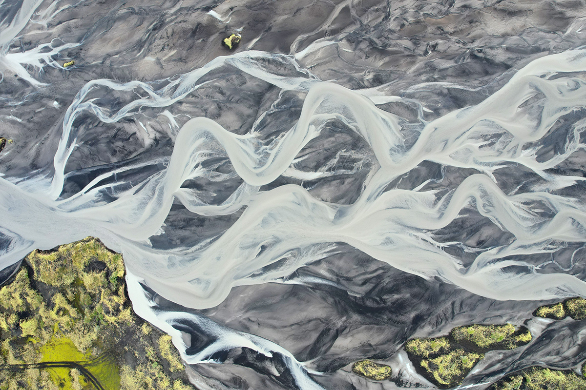 iceland river Aerial drone abstract structure Landscape Travel Photography  Nature