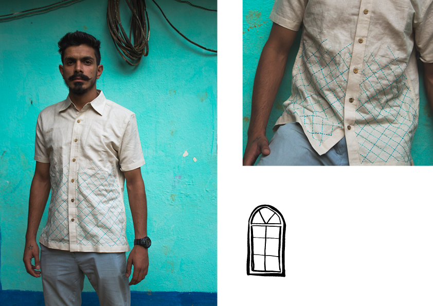shirt handmade Embroidery hand embroidery cotton clothes men's wear Serai Fashion 