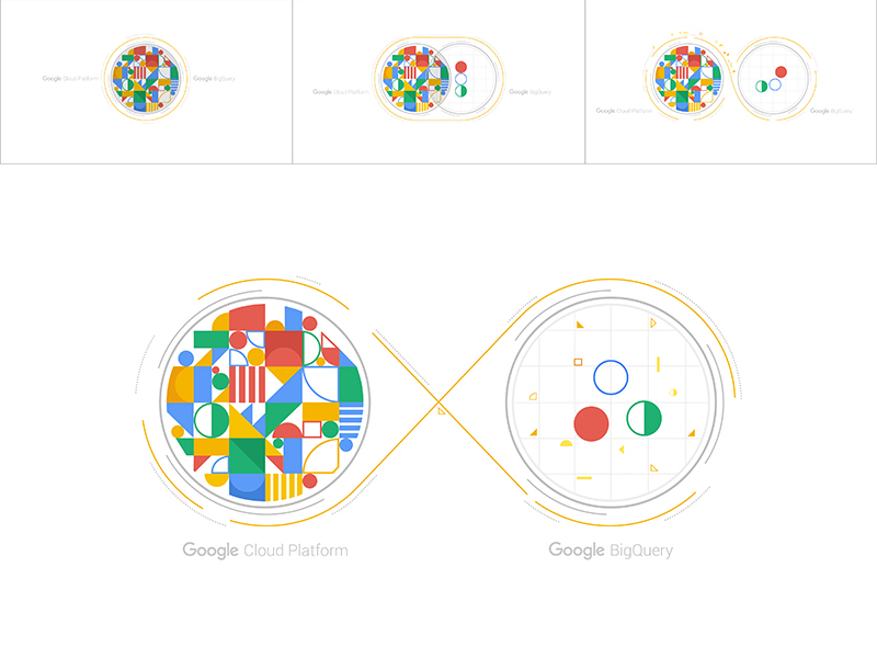 google BigQuery motion design video graphic shapes colours characters