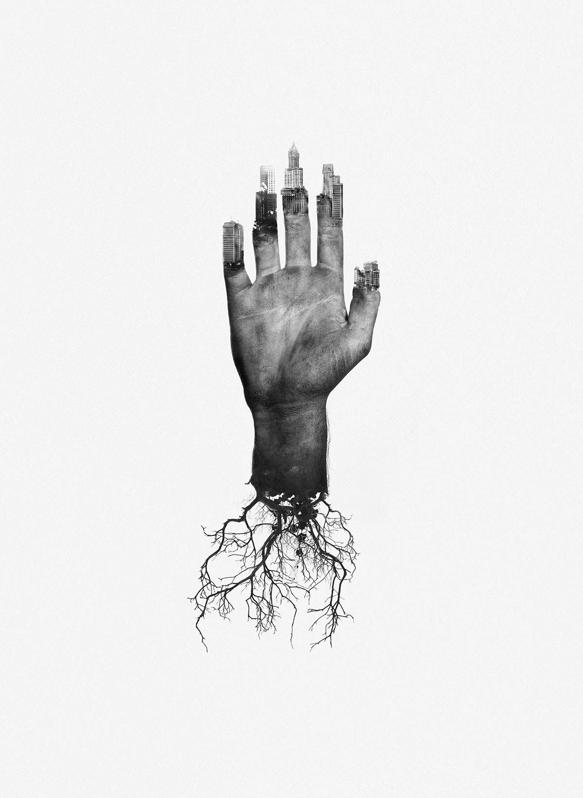 hand pixel art roots city Nature b&w visual graphic photoshop
