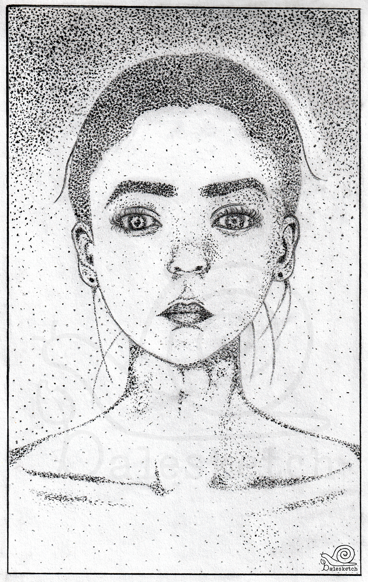 Drawing  retrato portrait color cartoon lapiz pencil Pointillism black and white
