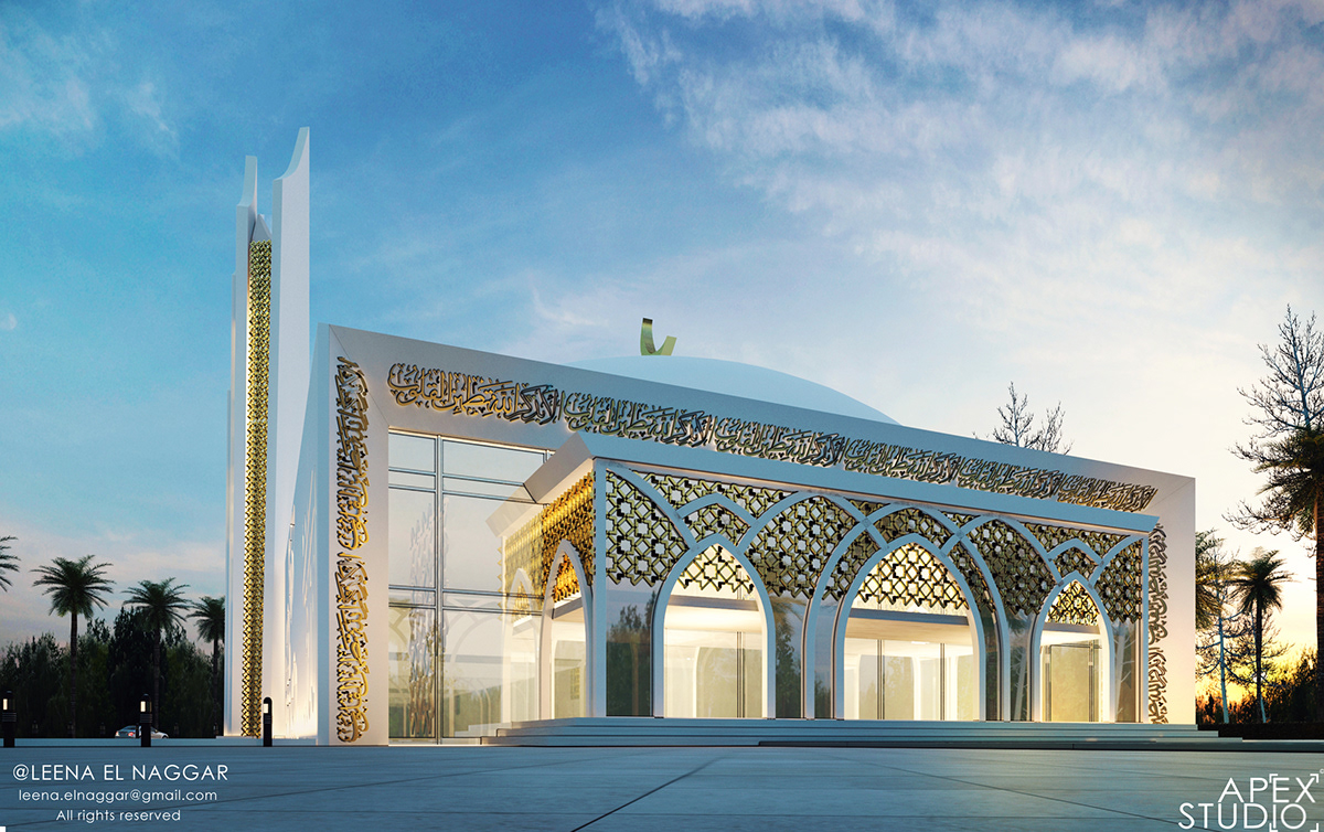 modern mosque design pattern gold KSA