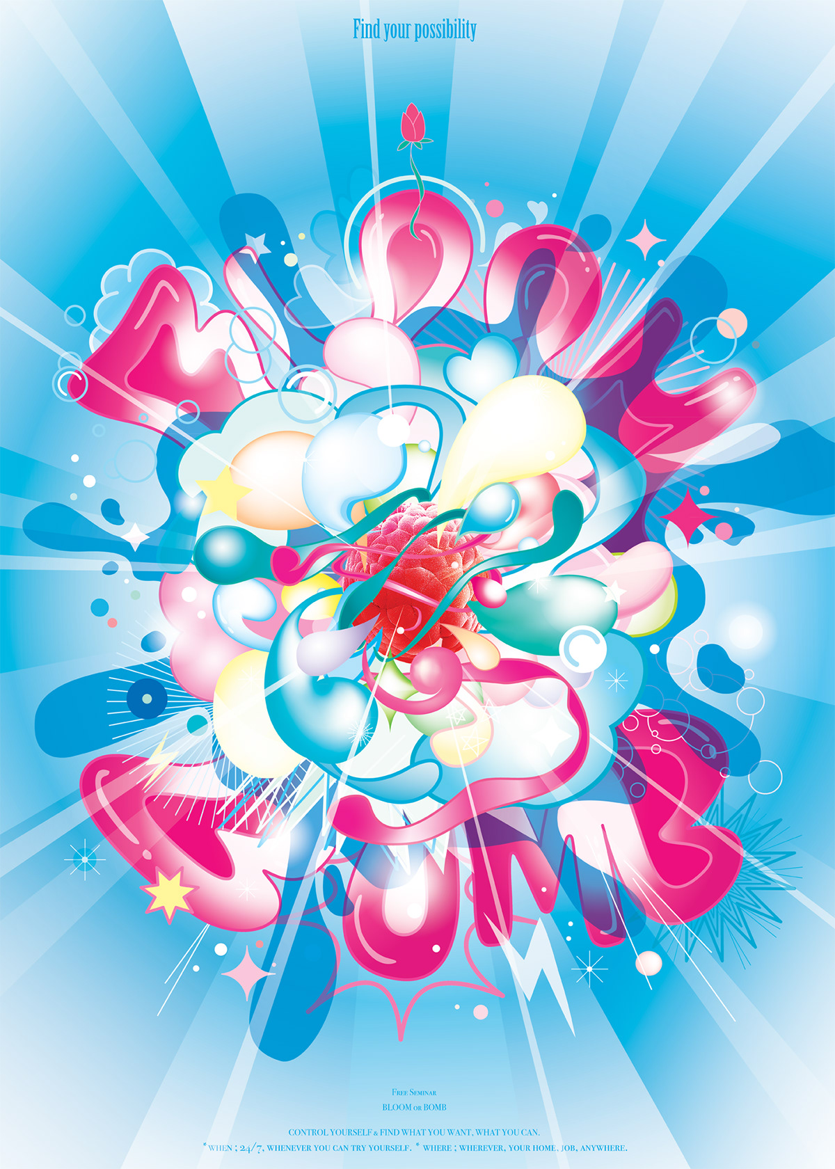 bloom bomb bubble balloon light explosion circle poster