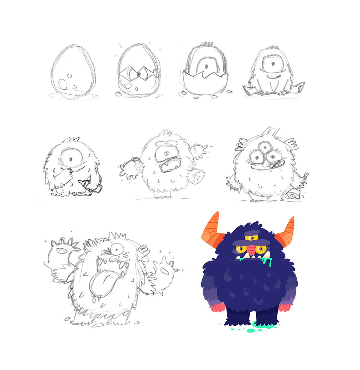 monster Drawing  animation  Character cute game Time Lapse process how it drawn