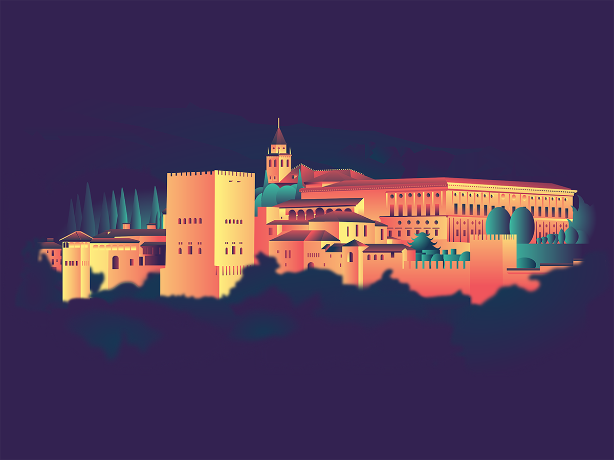 andalusia Alhambra night granada vector