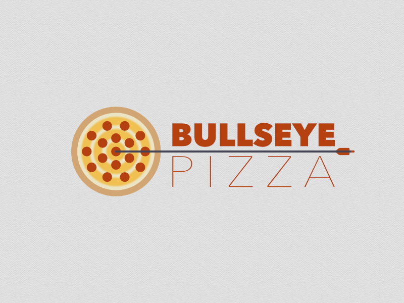 BULLSEYE Pizza logo branding  identity target graphic design  Logo Design Bow and Arrow arrow