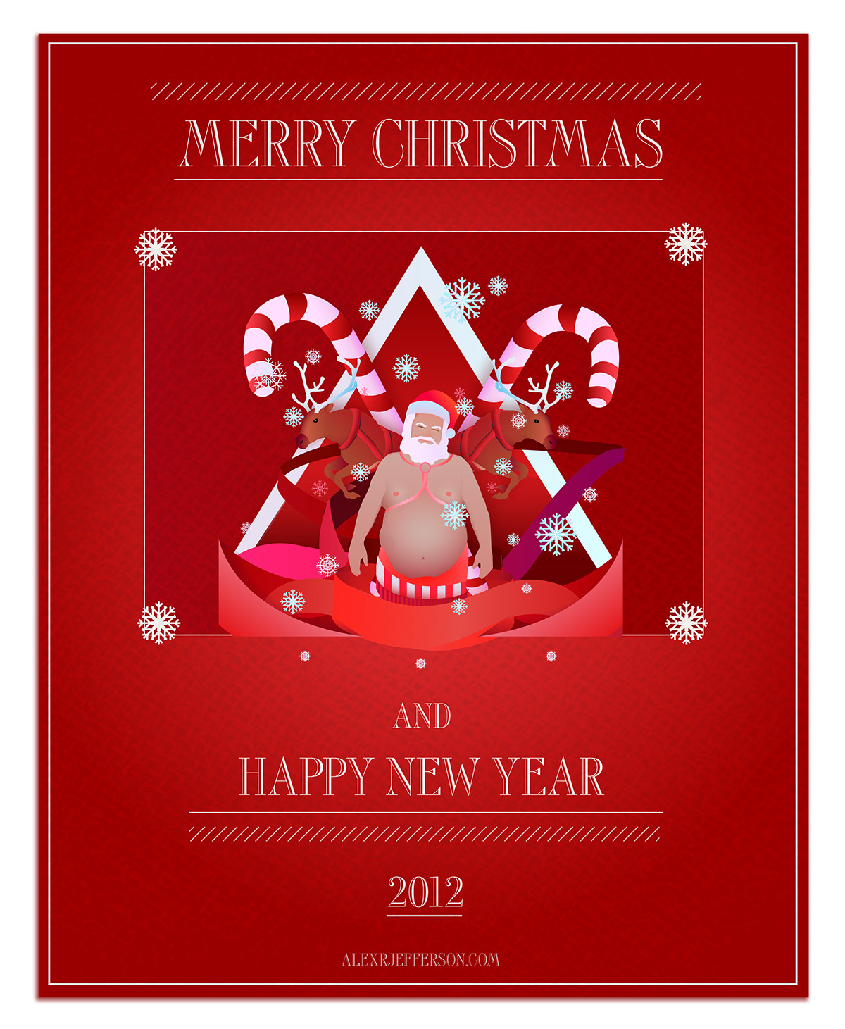 Christmas santa reindeer holidays Merry Christmas  card poster pratt Alex Jefferson seasons greetings Icon