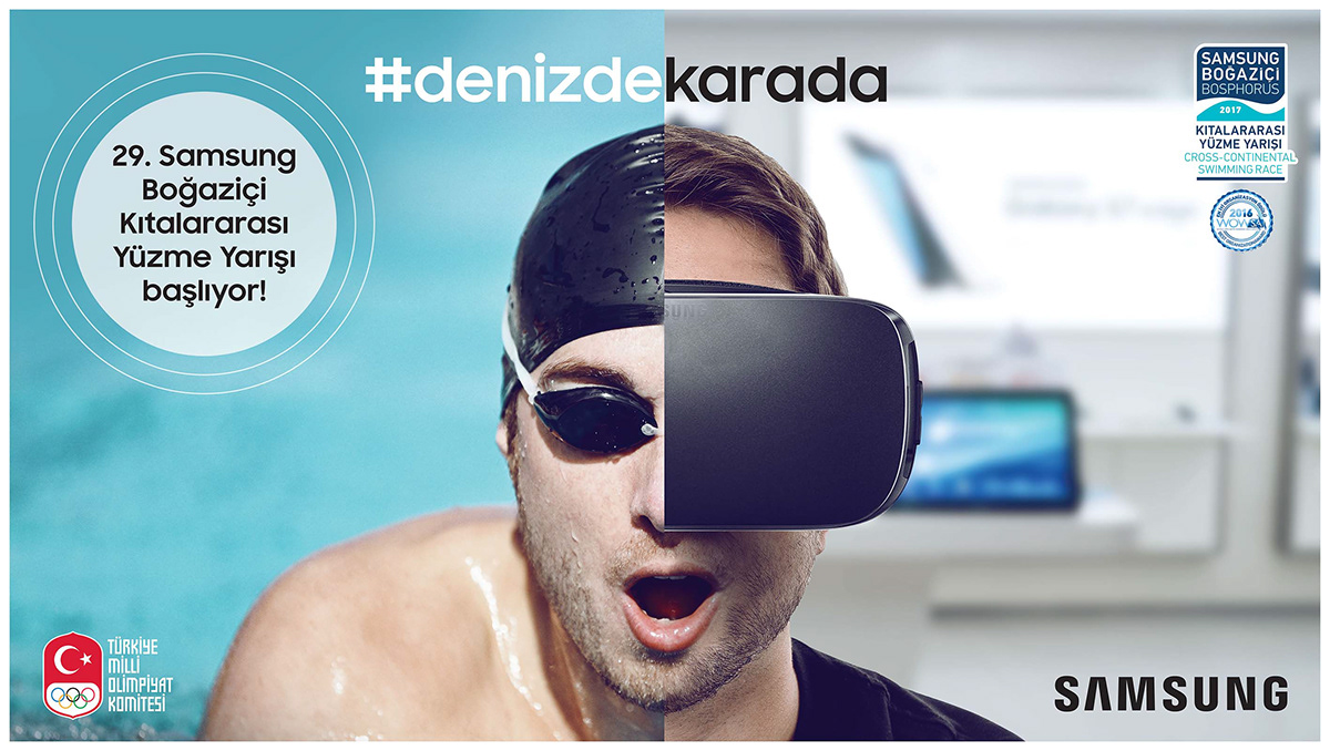 commercial Advertising  Event Samsung bosphorus swimming race istanbul denizde karada
