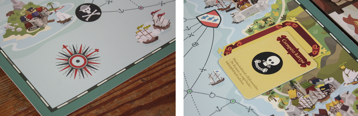 Rum smuggler pirate animal Island sea serpent ship king harbor town map Sail Board game