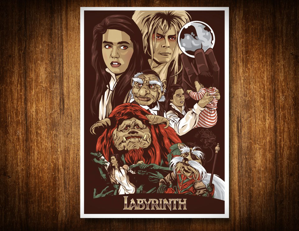 labyrinth George Lucas david bowie Jennifer Connelly Muppets Jim Henson Magic   goblin monsters art print portrait Ludo fantasy family