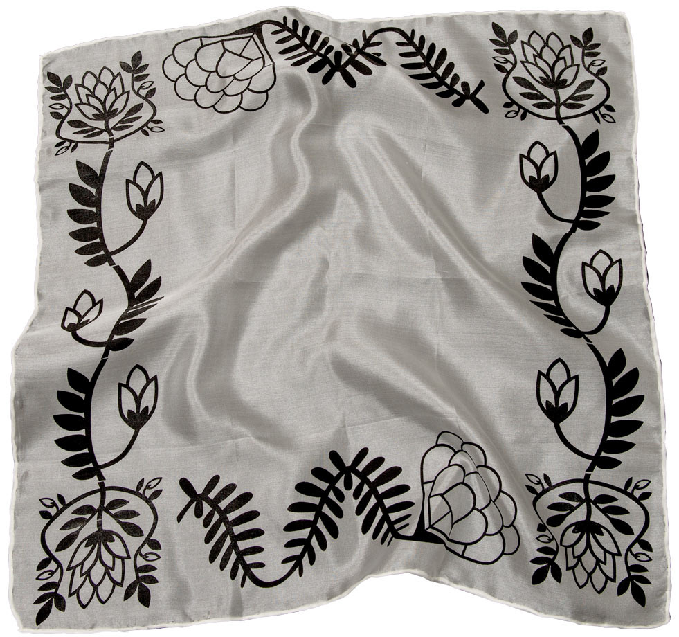 Woodblock print on silk scarf