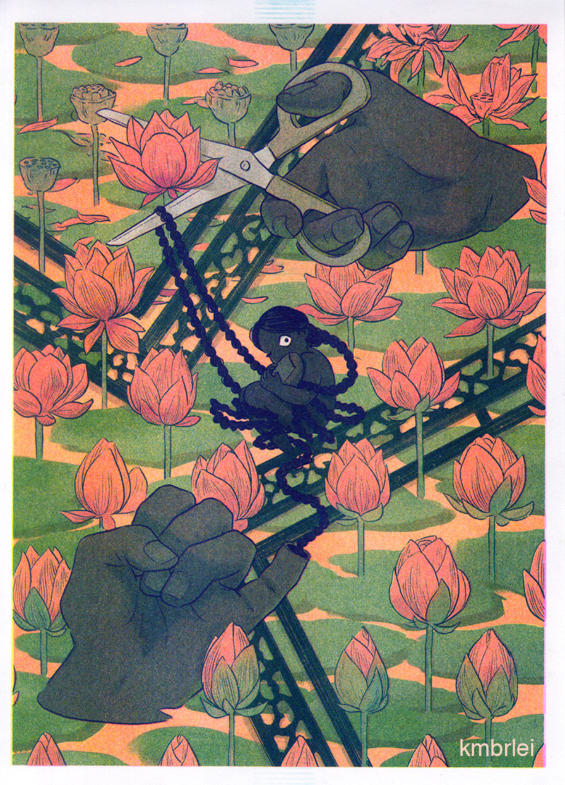ILLUSTRATION  risograph American Dream chinese Lotus promise Printing