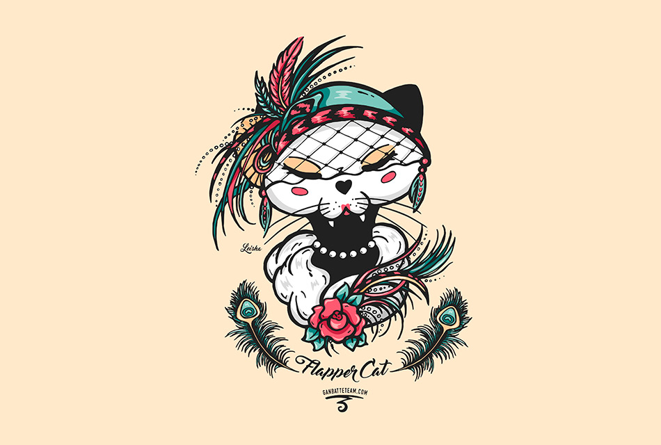 Black Cat cat stickers stickers ganbatte ganbatte team Cat Frida Kahlo Rockabilly pinup ramona