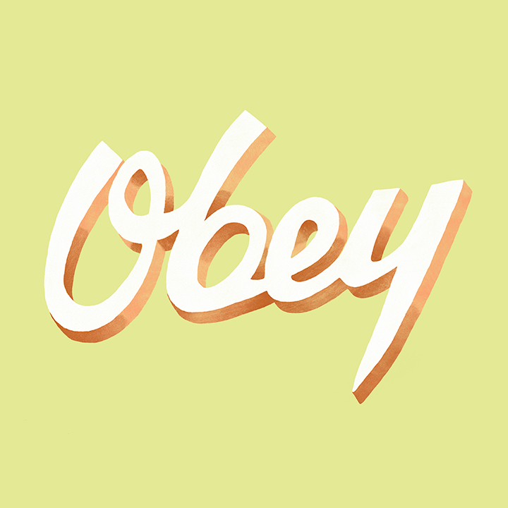 OBEY Script HAND LETTERING shadow type vintage