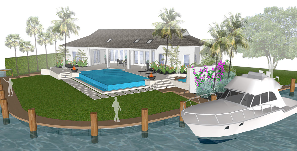 site design 3D Visualization outdoor space Landscape Architecture  pool design