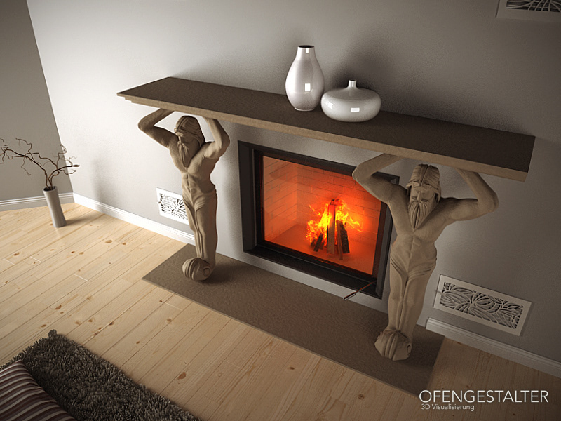 Render 3D fireplace cheminée Brunner cinema4d c4d vray palettecad Vrayforc4d