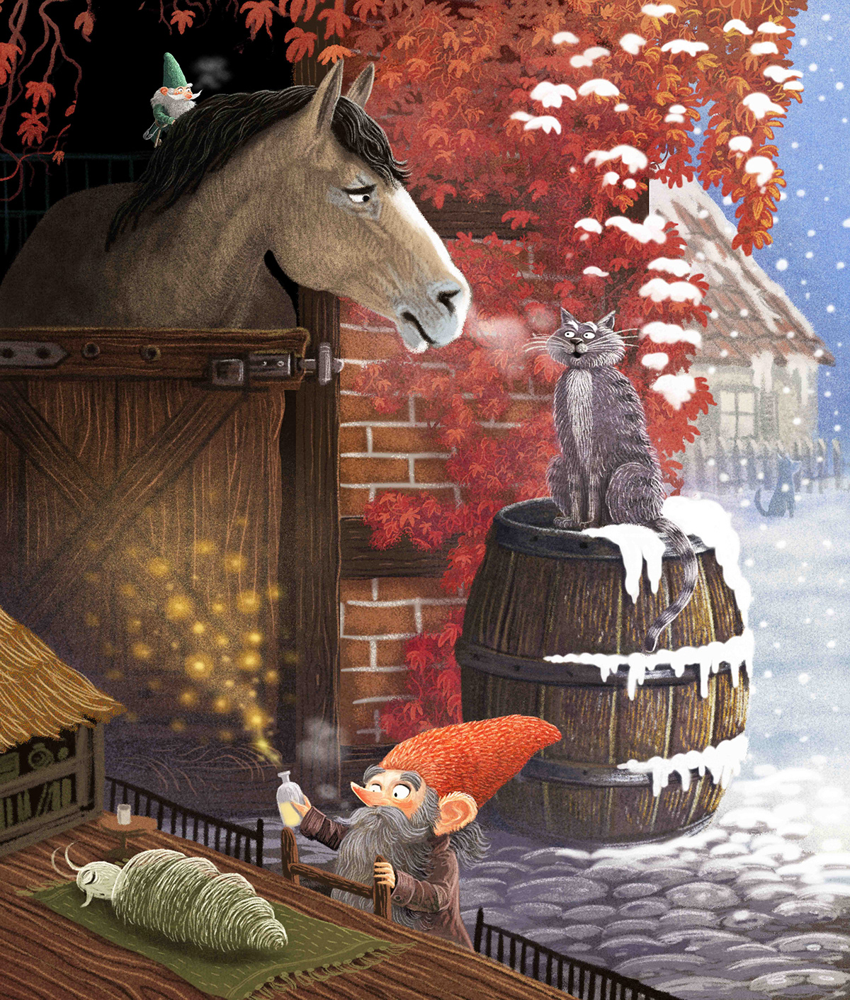 fairytale fantasy Digital Art  ILLUSTRATION  Character design  digital illustration art Christmas winter gnomes