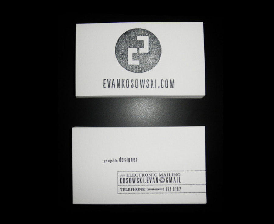 Business Cards stamp letterpress Website logo evan
