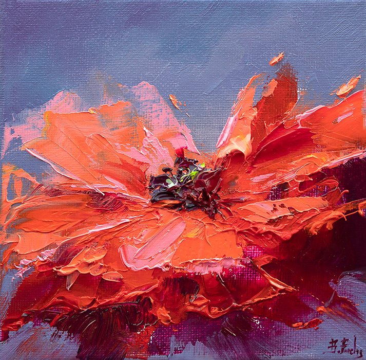 artist bozhena fuchs art brushes flower Flower Illustration FLOWER PAINTING Oil Painting painting   red poppy