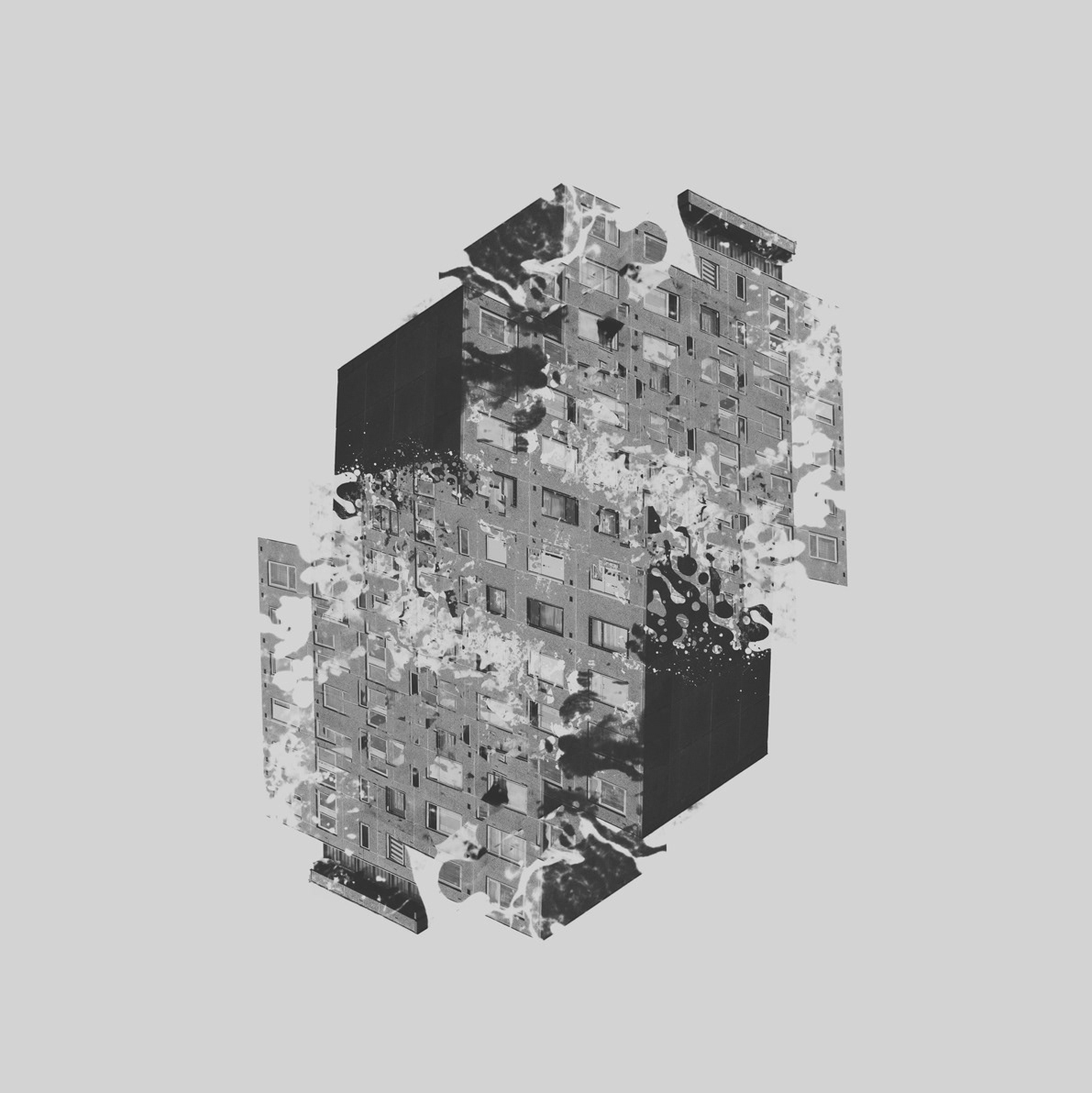 panel building block monochrome black and white Liquid impossible escher structure