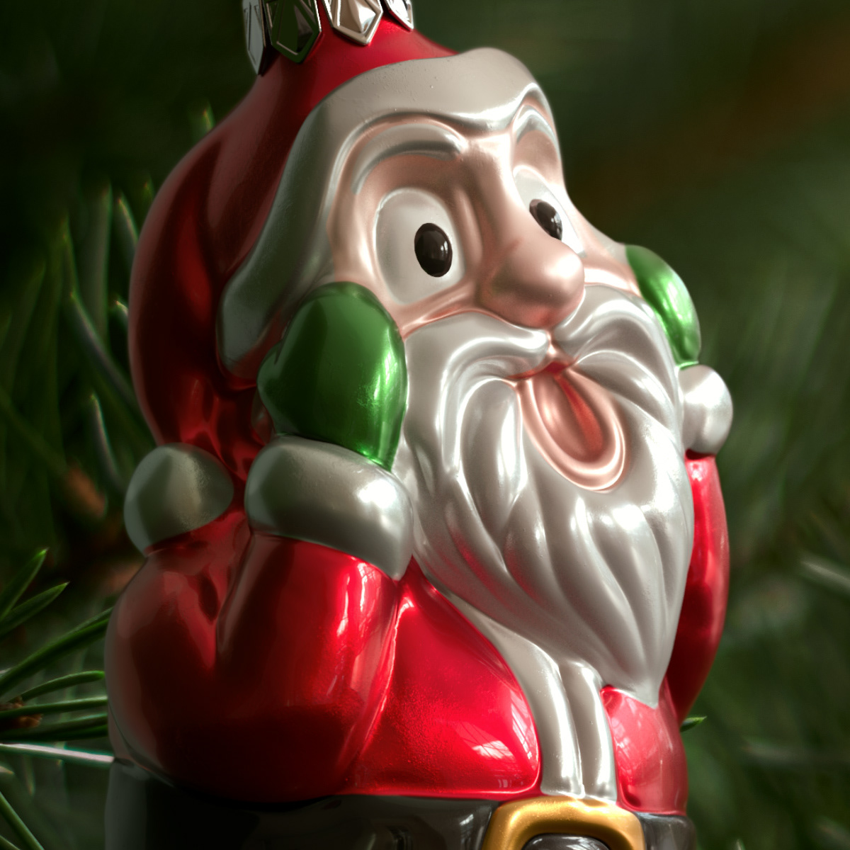 Christmas toy santa Character xmas 3D CGI glass reflections