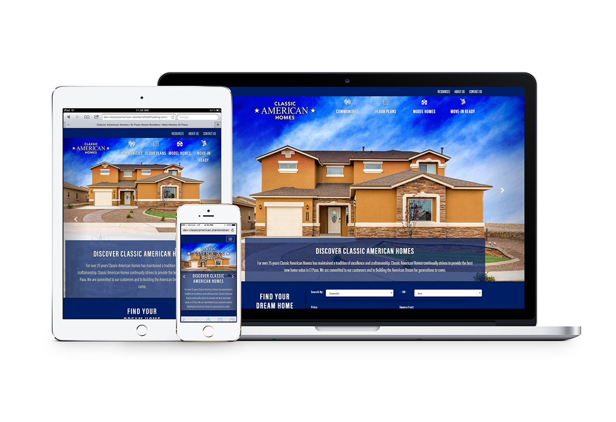 Responsive mobile Dynamic builders home home building Land development usa red White blue