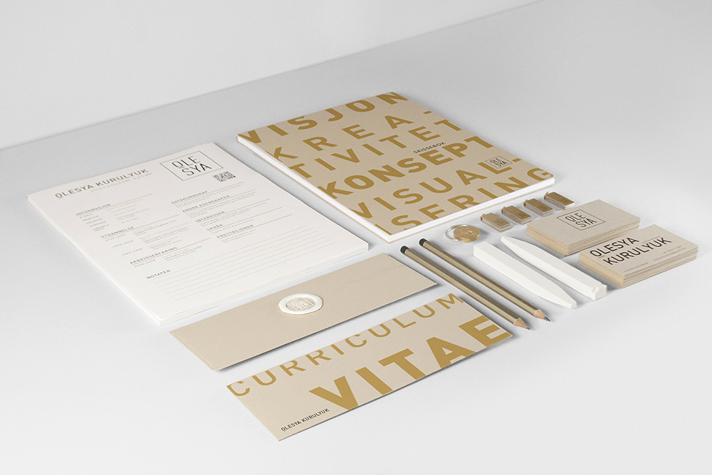 Self Promotion portfolio CV Resume package Logotype clean bottle business card Stationery wax identity seal norway Norge